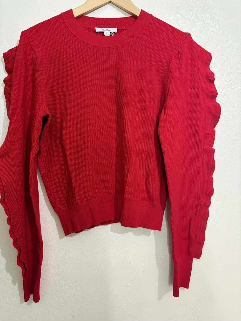 Max Mara NWOT Genero Ruffle Puff Sleeve Sweater XL - Picture 3 of 8